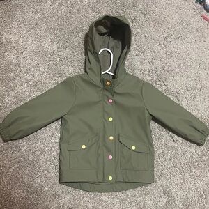 Old Navy Kids Olive Raincoat with Multicolor Buttons